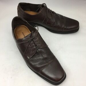 Johnston Murphy Flex‎ Brown Sheepskin Leather Lace Up Oxfords Mens 11M Cap Toe